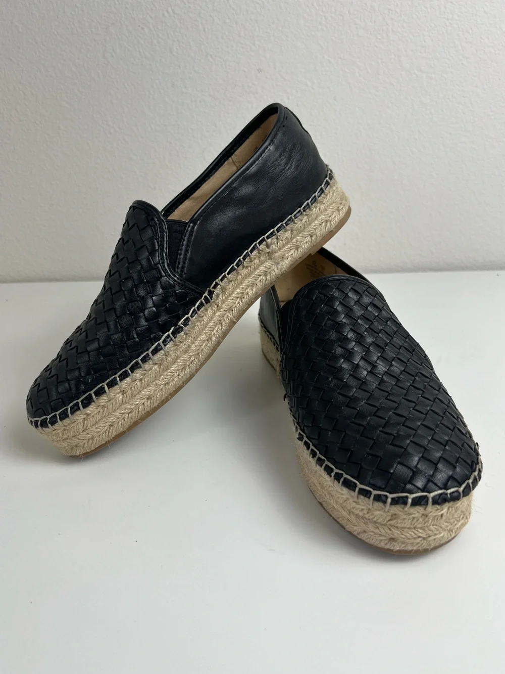 Sam Edelman Catherine Black Woven Leather Espadrille‎ Platform Loafers Size 11